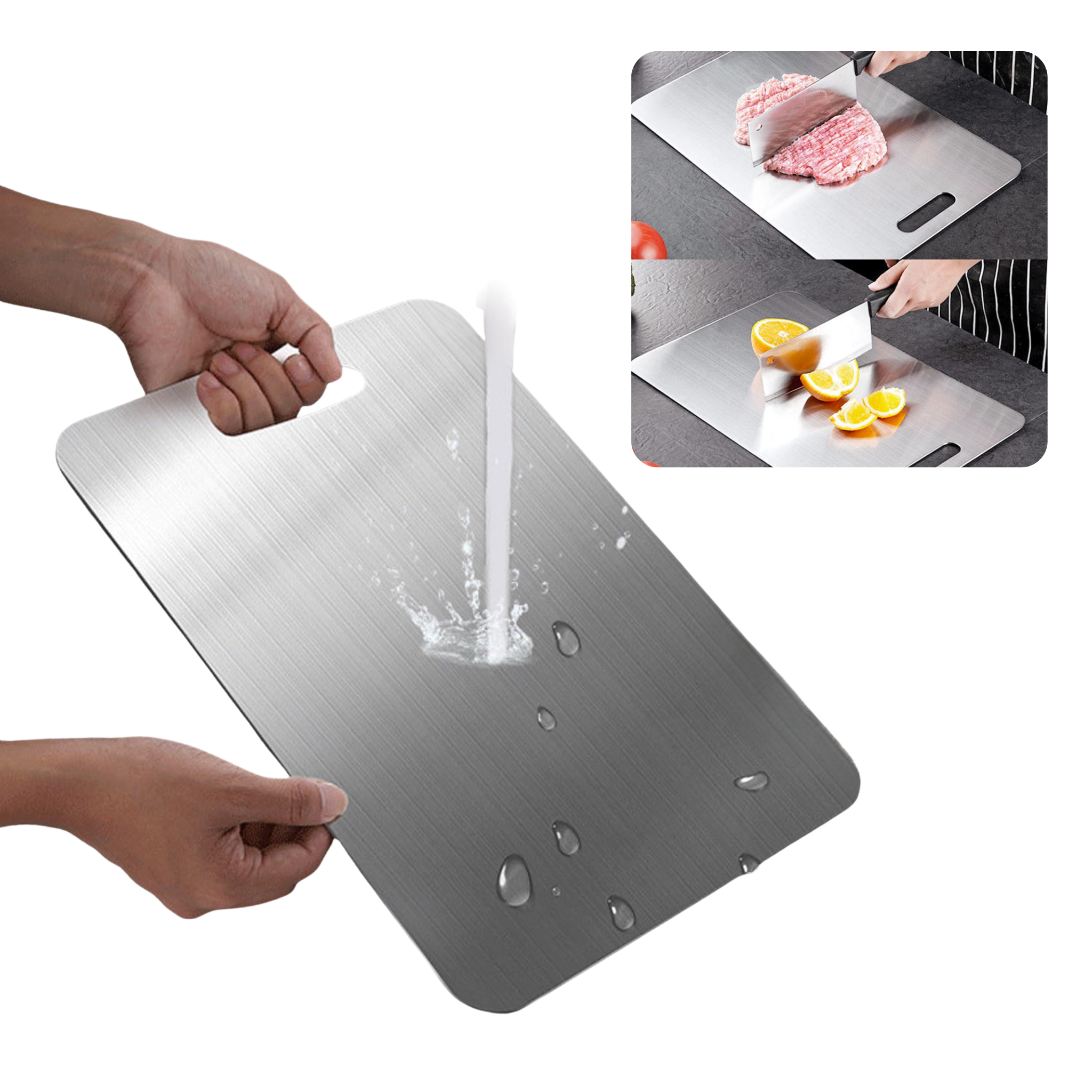 TitanCut Pro™ tabla de corte de titanio inoxidable antibacteriana, ultrarresistente y fácil de limpiar para una cocina más segura y duradera